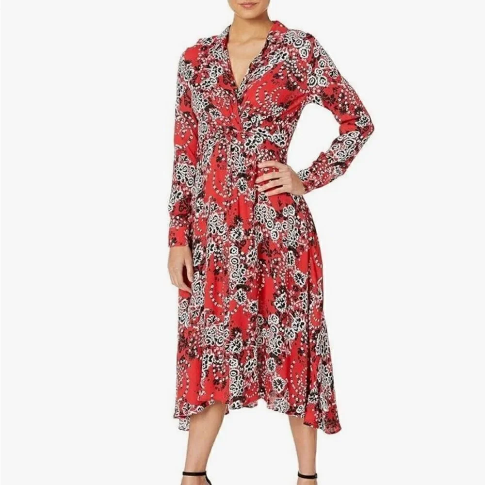 Free people women tough love midi shirt dress floral patterned size 4